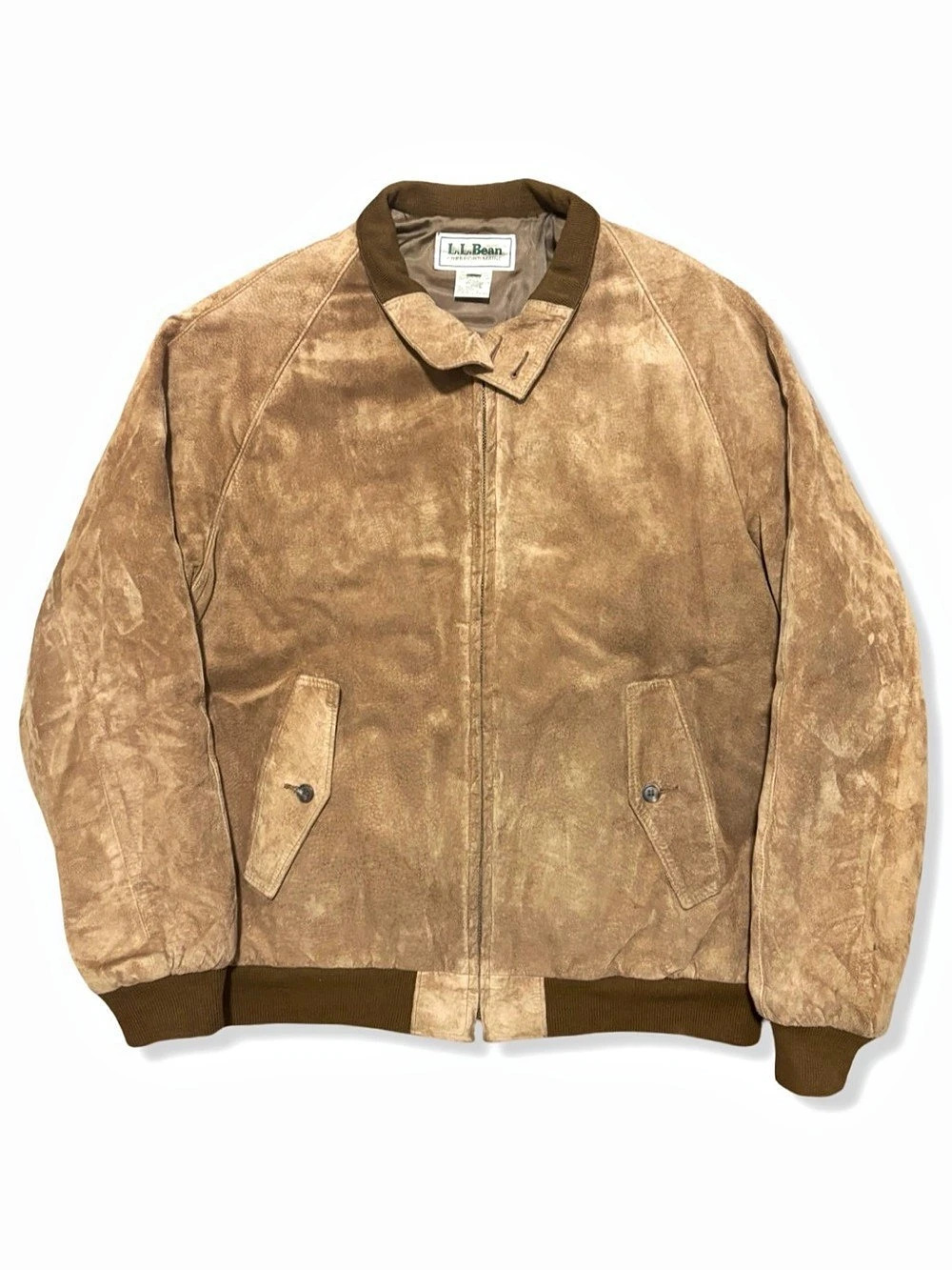 Vintage 80s L.L.Bean Suede Leather Bomber Jacket Brown
